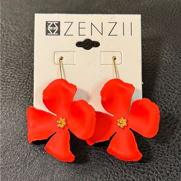 Zenzii Jewelry - NWT ZENZII Red Floral Earrings